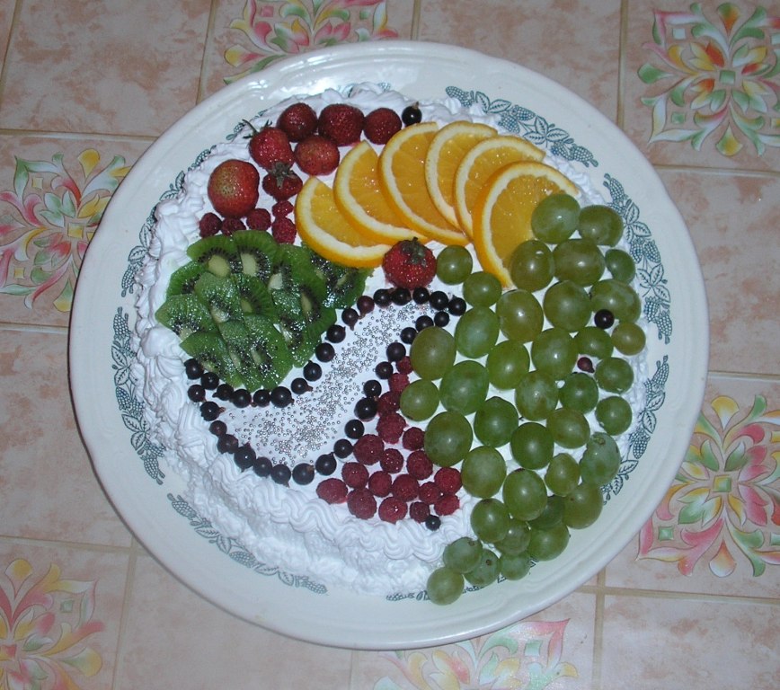 Украшение торта фруктами фото